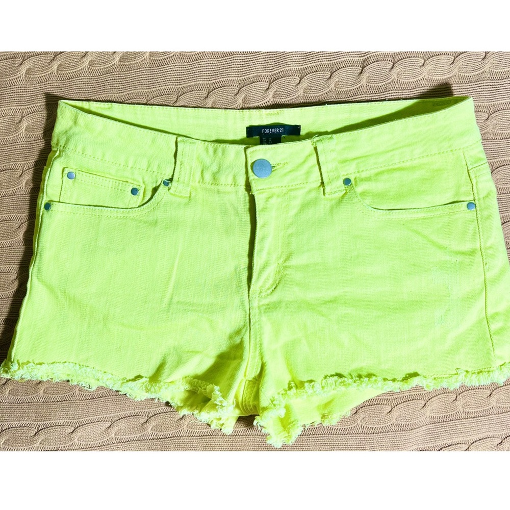 Neon yellow distressed shorts sz 10